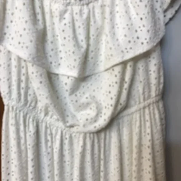 LANE BRYANT UEC Size 14/16 white cream high-low eyelet dress w/ belt - Picture 6 of 16